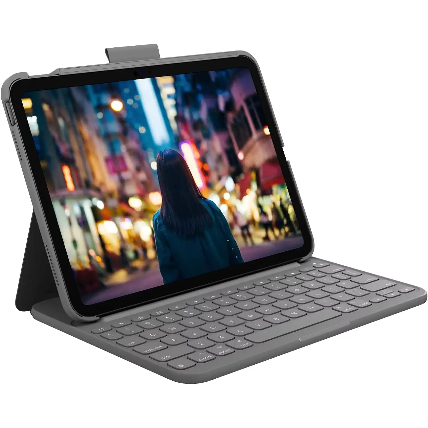 Logitech Slim Folio in grau seitenansicht