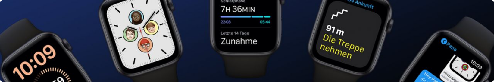 Header für Apple Watch mit verschiedenen Modellen